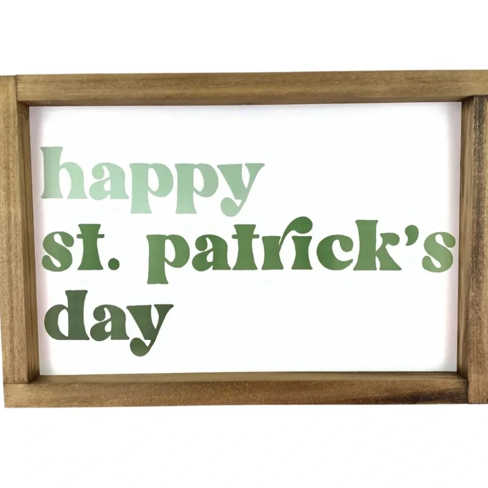 Twelve Timbers Happy St. Patrick's Day Framed Wooden Sign 12”x18”